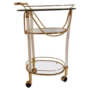 Chariot en métal de fournitures de café ou de petit déjeuner de thé de nourriture écologique à deux niveaux pour le chariot décoratif fait main avec quatre roues - Product Image 5