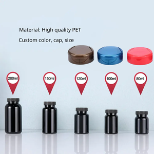 Bouteille de pilule de vente chaude dirigée par l'usine 120ml 200ml bouteille de vitamine de capsule de médecine d'animal familier noir avec le chapeau en plastique marque Pavico - Product Image 3