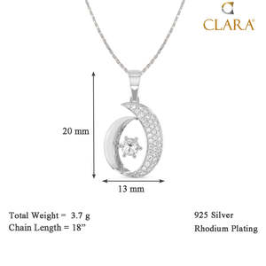 จี้สร้อยคอ CLARA Rosa เงินแท้ 925 ชุบโรเดียม รูปทรงพระจันทร์และสัตว์ ประดับเพชร ทอง 14K และโรสโกลด์ ดีไซน์ทันสมัย - Product Image 4