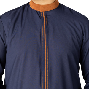 Nuevo Thobe Azul Marino 2026 para Hombre con Detalles de Ribete, Estilo Saudí, Jubba Islámica, Túnica Árabe de Manga Larga, Kandura para Hombre, Dishdasha - Product Image 4