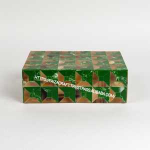 Faizacraft Handicrafts Mother of Pearl Inlay on Acrylic and Resin <b>Wooden</b> Jewelry Box for Gifting - Product Image 2