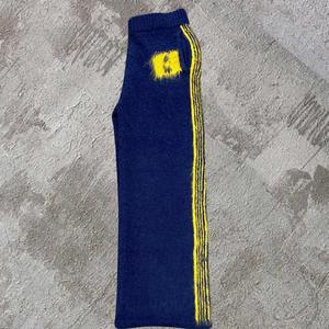 Suéter de Mohair de punto de pierna ancha de cintura alta Vintage personalizado, pantalones de chándal acampanados sueltos Unisex con cordón para hombres - Product Image 3