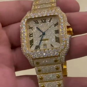 Montre de luxe unisexe de haute qualité avec diamants VVS et moissanite, bracelet en acier inoxydable de 20 mm, mouvement Miyota, cadran carré - Product Image 5