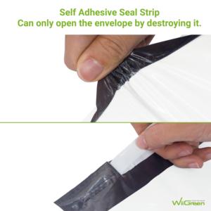 Sobres blancos a prueba de rasgaduras de embalaje logístico de plástico impermeable autoadhesivo de 11x15 pulgadas para uso en comestibles - Product Image 3