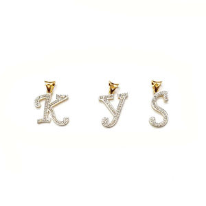 Colgante de alfabeto de Plata de Ley 925: Collar inicial de circonita cúbica - Product Image 1