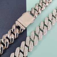 Chaîne cubaine Monaco 10 mm en argent sterling 925 avec moissanite, collier hip-hop, bijoux tendance, cadeau de fête pour homme