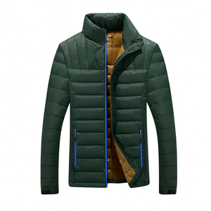 Men Winter Puffer Jacket Stand Front Warm Breathable Eco-Friendly Polyester Waterproof Hooded Full <b>Zip</b> Casual High Street - Product Image 5