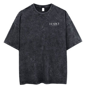 เสื้อยืดลำลองทรงหลวมสไตล์สตรีทสำหรับผู้ชาย ผ้าฝ้ายเนื้อนุ่ม ล้างสีแบบแอซิดวอช ใส่สบาย เหมาะสำหรับใช้ในชีวิตประจำวัน - Product Image 1