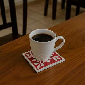 Sous-verres carrés en résine et bois de noyer, motif floral rouge et blanc, écologiques, durables, 10 cm, style luxueux, pour bureau - Product Image 3