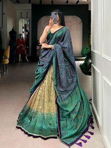 Ce lehenga en soie Vichitra avec des imprimés délicats apporte des touches d'authenticité avec un éclat festif moderne. - Product Image 4