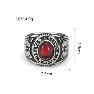 yunnique European and American Retro Style Stainless Steel <b>Ring</b> for <b>Men</b> Hip-Hop Double-Gun <b>Ruby</b> Personalized <b>Ring</b> Everyday Wear - Product Image 5