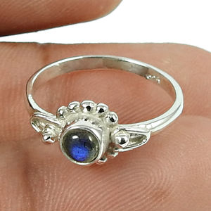 แหวนแลบราโดไรต์สินค้าขายดี925แหวนอัญมณีธรรมชาติแหวนทรงกลมออกแบบตามต้องการ - Product Image 1