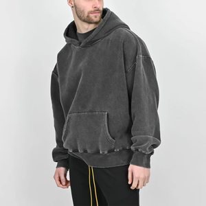 Sweat à capuche zippé pour homme en molleton double couche imprimé sur mesure, avec design délavé à l'acide, 100 % coton - Product Image 6
