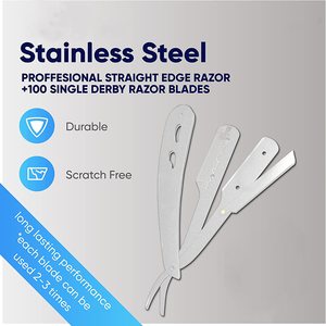Rasoir de barbier de qualité supérieure à double tranchant Rasoirs manuels pour hommes adultes Rasoirs droits en acier inoxydable - Product Image 2