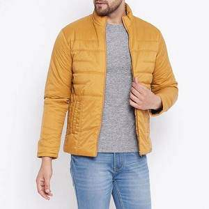 Blouson matelassé jaune moutarde pour homme, col montant, coupe-vent, rembourrage polyester, décontracté, fermeture éclair, coupe classique, automne - Product Image 5