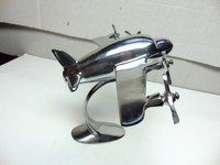Modèle d'avion vintage Art Déco en aluminium avec hélices, sculpture de table, objet de collection, décoration d'intérieur, artisanat métallique de haute qualité