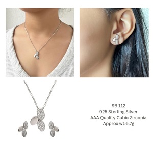 2024 femme mode collier boucle d'oreille ensemble de bijoux ensembles de bijoux fins 925 en argent Sterling léger cadeau pendentif trois pièces ensemble - Product Image 3