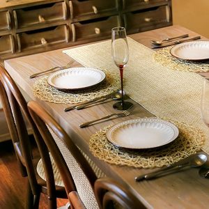 Napperon rond tressé en papier naturel antidérapant résistant à la chaleur napperons pour table à manger intérieure et extérieure - Product Image 5