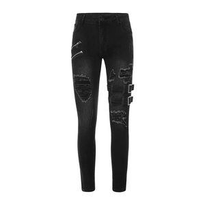 Moda hombre Skinny Fit Ripped Jeans 2025 cintura media Slim Denim Casual Street Style Pantalones - Product Image 1