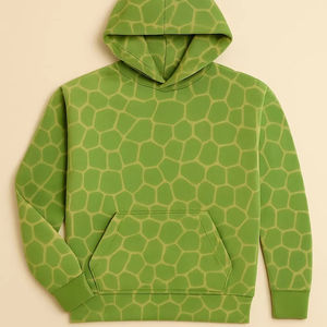 Sweat à capuche imprimé vert unisexe décontracté avec motif géométrique Pull en polaire chaud Streetwear Fashion for Autumn - Product Image 1