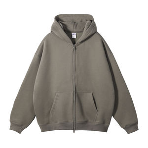 Sweat à capuche avec logo personnalisé pour hommes Haute qualité 100% coton Vêtements d'hiver décontractés sans cordon de serrage Sweat à capuche avec fermeture éclair complète pour hommes - Product Image 3