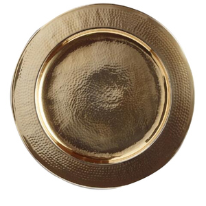 Vente chaude Or Antique Finition Arrondie En Acier Inoxydable Chargeur Plaques Dîner Restauration Servir En Métal Chargeur Plaque - Product Image 6