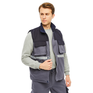 เสื้อกั๊กทำงานแบบยูนิเซ็กซ์ ปิดด้วยซิป กันน้ำ กันลม ไม่มีแขน บุด้วยผ้าฝ้าย น้ำหนัก 220 กรัม พิมพ์ลายสกรีน สไตล์ลำลอง สีพื้น มีกระเป๋า 4 ช่อง - Product Image 1