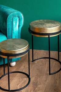 โต๊ะกาแฟโต๊ะชาเฟอร์นิเจอร์ทันสมัยโต๊ะกลางโต๊ะพร้อมกรอบโลหะสีทอง - Product Image 2