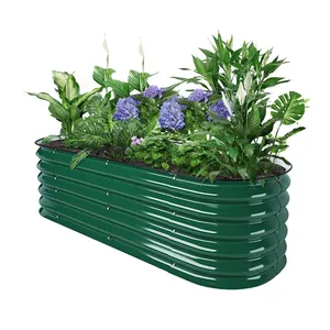 Gartenarbeit im Freien 17 "hoch 4 IN1 Olivgrün Modular Wellblech Erhöhtes Garten bett Verzinktes Kit Pflanz gefäß 107*60*43cm