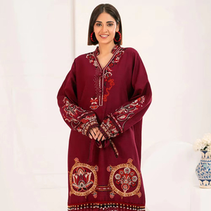 Robes de soirée longues d'hiver pour femmes, style jacquard, musulmanes, à une épaule, coupe trapèze, ornées de perles, pour fiançailles, respirantes et naturelles - Product Image 1