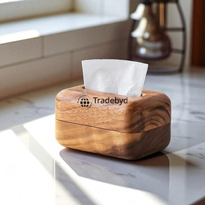 Elegant Premium Quality Wooden Tissue <b>Box</b> & Holder <b>Floral</b> Pattern Engraved Design for Living Room Dining Table Decor Tradebyd - Product Image 2