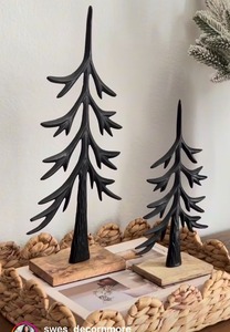Minimalist Wooden Pine <b>Tree</b> Decor Set 2Pcs Tabletop <b>Christmas</b> Winter Forest Theme Home Decoration - Product Image 1