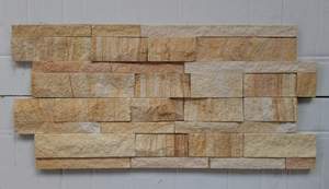 PIERRES DE DÉCOR Vente en gros Panneaux muraux en grès jaune en bois de teck Finition champignon Surface aiguisée Façade fendue naturelle - Product Image 5