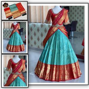 La mayoría de las ventas indio tradicional nupcial Kanjivaram seda Lehenga Heavy Jari trabajo para niñas mujeres última Ropa Étnica exclusiva - Product Image 4