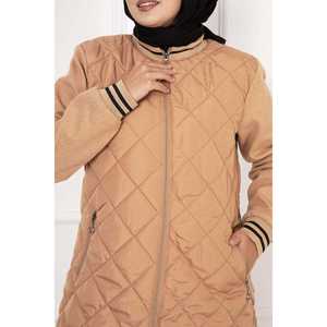 Veste matelassée marron pour femme avec manches en cachemire et intérieur doublé de duvet - Product Image 4