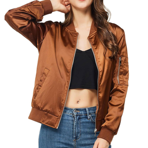 Vestes en satin pour femmes en tissu uni et à séchage rapide pour la saison hivernale Dernier style Vestes universitaires en satin pour femmes - Product Image 5