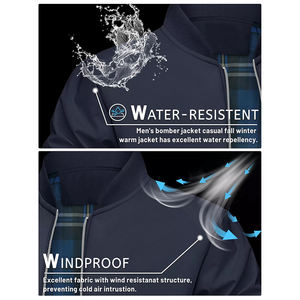 Blousons bombardier grande taille bleu marine pour hommes vêtements de mode en nylon polyester vêtements de rue blousons bombardiers d'hiver chauds pour adultes - Product Image 3