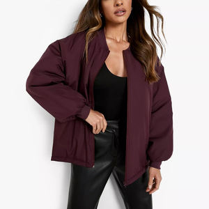 Chaqueta universitaria ligera de calidad superior para mujer, chaqueta Bomber de mujer con cremallera completa de Color sólido para adultos - Product Image 1