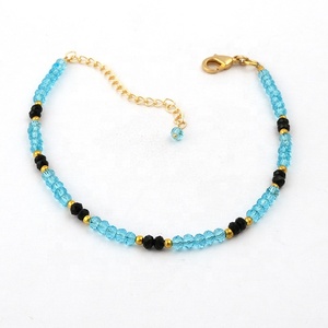 Bijoux en pierres précieuses reine calcédoine plaqué or rond à facettes coupe minuscule bracelet en pierres précieuses tanzanite bijoux plaqués or réglables - Product Image 5