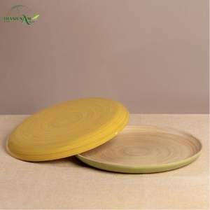 Plateau en bambou tissé à la main - Durable, léger, écologique, recyclable, facile à nettoyer, finition laquée imperméable pour la restauration - Product Image 1