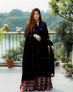 Exclusivo algodón seda vestido indio diamante mano espejo trabajo bordado largo fiesta desgaste niñas venta al por mayor colección Surat bodas - Product Image 2