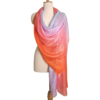Châle en soie de luxe Jamavar Pashmina jacquard tissé, couleurs tie-dye ombrées, triple teinture, pompons faits main, longueur longue, automne