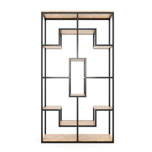 Decorative <b>Shelf</b> with Iron Frame 100x30x182cm Made of Rubber Wood KS68062 - Product Image 2