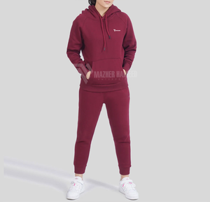 Conjunto de chándal de color sólido para mujer, ropa deportiva de tela de algodón con estampado de logotipo personalizado para ejercicio de gimnasio y ropa informal de moda - Product Image 1