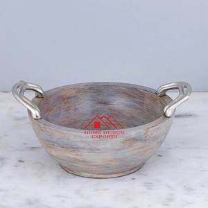 Tazón de Madera Rústico de 3 Secciones para Decoración de Hoteles y Restaurantes, Novedad de 2023, Madera de Mango Rústica Blanca para Frutas - Product Image 3