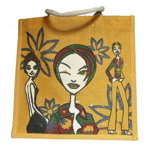 Sac fourre-tout en jute personnalisé de grande taille avec poignée en corde couleur jaune cuisine déjeuner imprimé pour le shopping et les cadeaux avec logo - Product Image 6