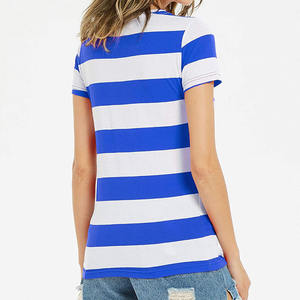 Camisetas de Mujer con Mangas Cortas, Diseño a Rayas, Absorben la Humedad, Ligeras, Deportivas, Casuales para Verano, con Precio al por Mayor - Product Image 2