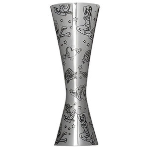Jigger de Cócteles de Acero Inoxidable Grabado con Patrón Artístico, Vaso Medidor de Doble Cara para Bartender y Bar en Casa - Product Image 1