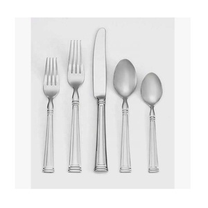 Ustensiles en acier inoxydable à long manche solide et poli argenté, design unique, couteau, fourchette, cuillère, ensemble de couverts - Product Image 1