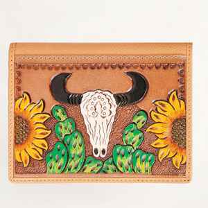 Nuevo Tarjetero de Cuero Genuino Hecho a Mano, Cierre de Botón, Estilo Occidental Boho, Estilo Rancho - Product Image 1